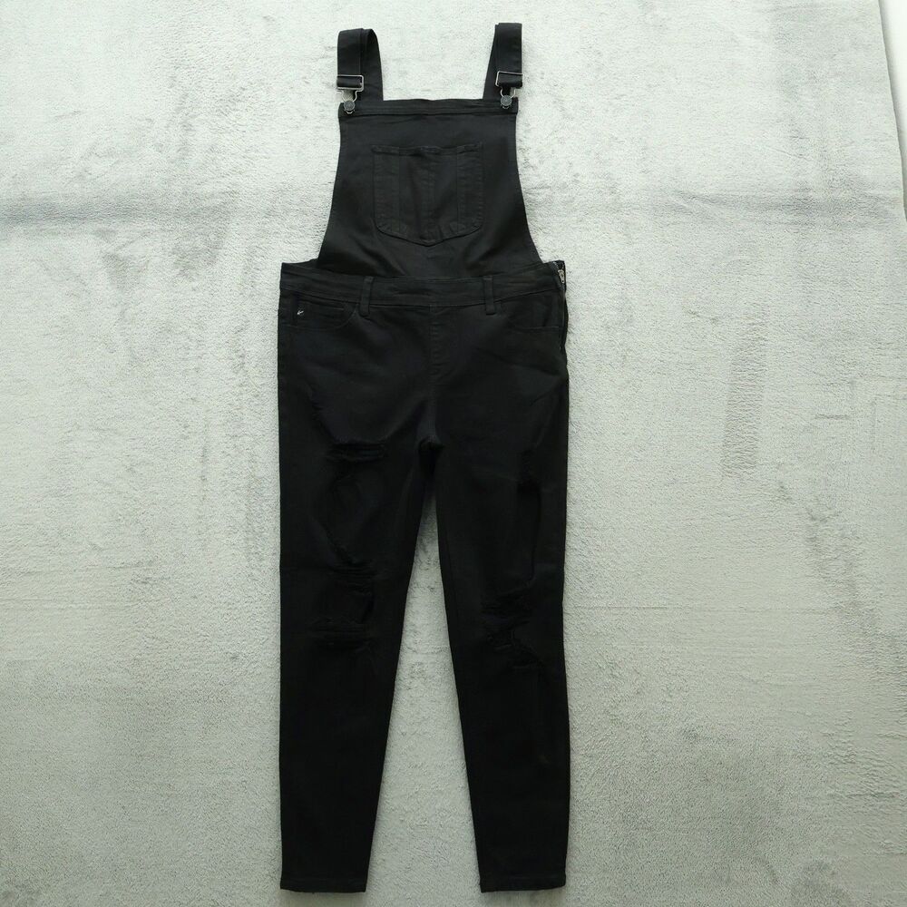 KanCan Overall Jeans Women's Size M Mid-Rise Skinny Denim 26" Inseam Distressed